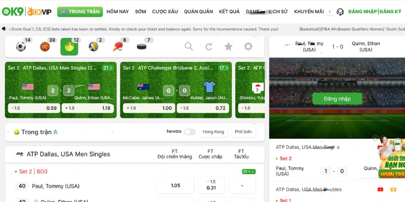 Cá Cược Quần Vợt OK9 - Bỏ Túi Kèo Thơm, Rinh Tiền Thưởng Lớn